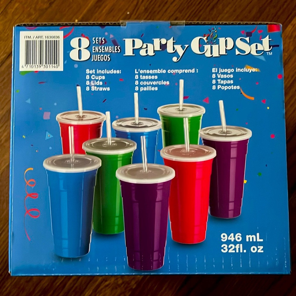 8 pieces 32 oz plastic party cup set